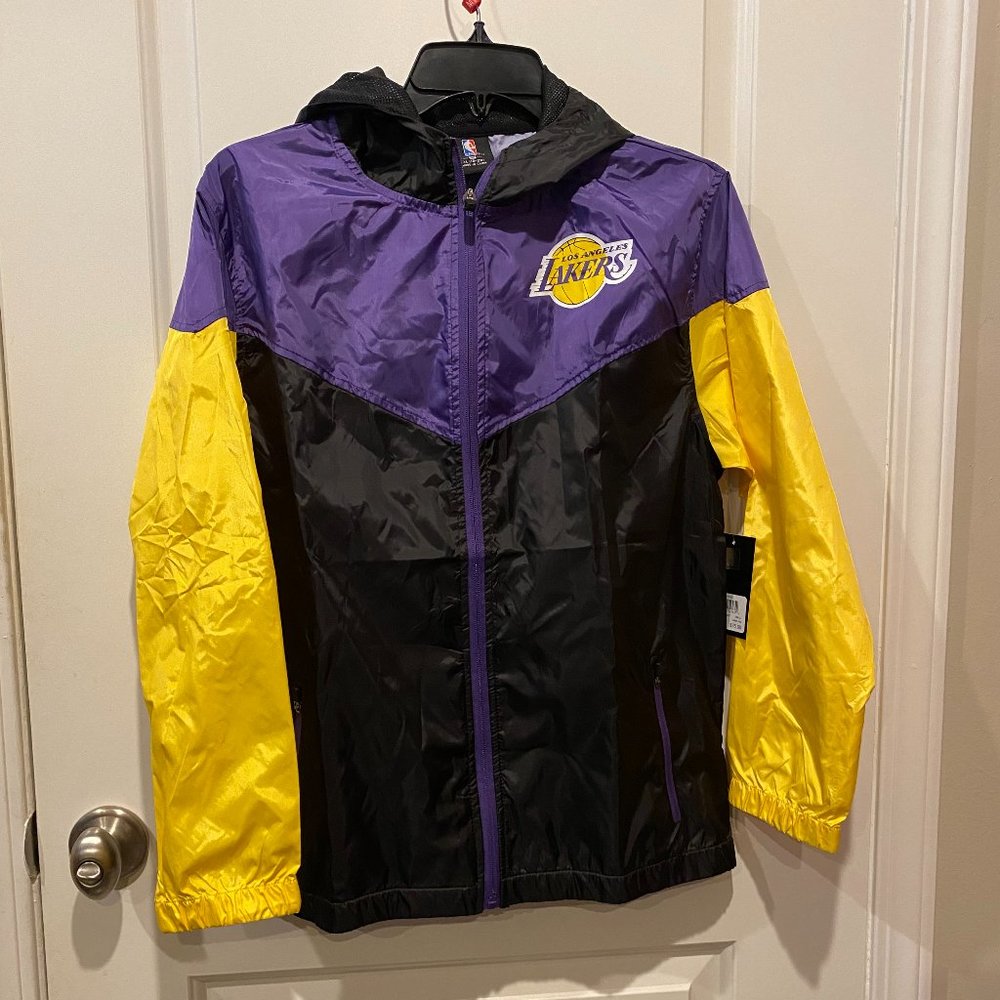 $75 Boy's NBA Basketball LA Lakers Hooded Zippered Windbreaker Jacket 18-20 2XL